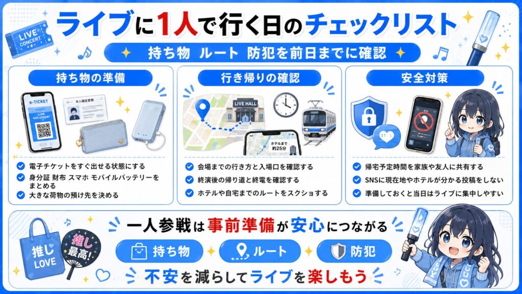ライブで一人で行く日のチェックリスト