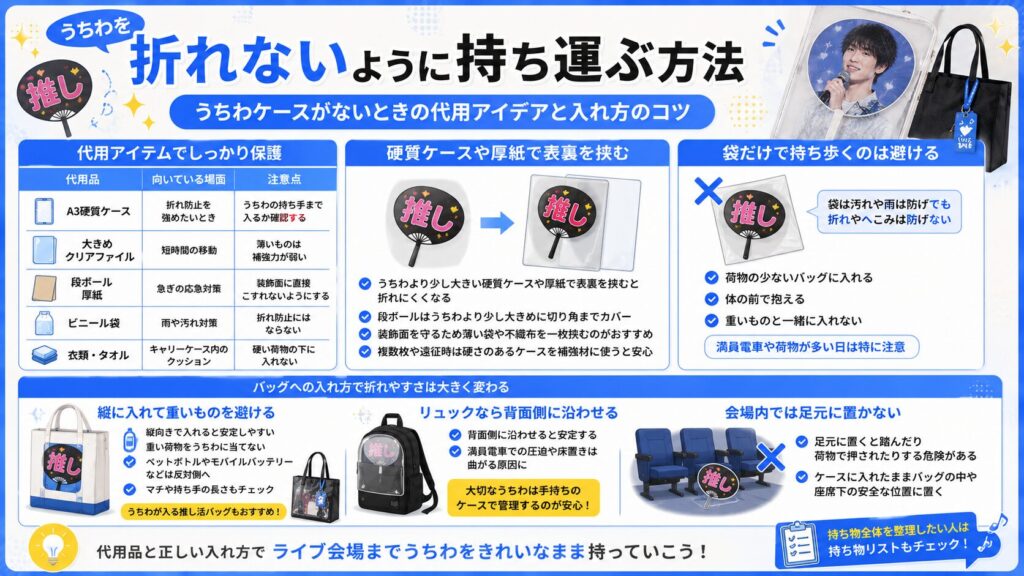 うちわを折れないように持ち運ぶ方法