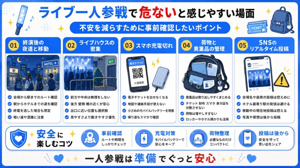 ライブ一人参戦で危ないと感じやすい場面