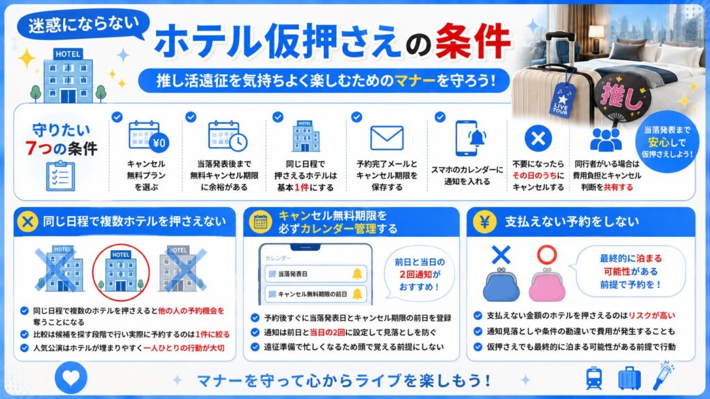 迷惑にならないホテル仮押さえの条件