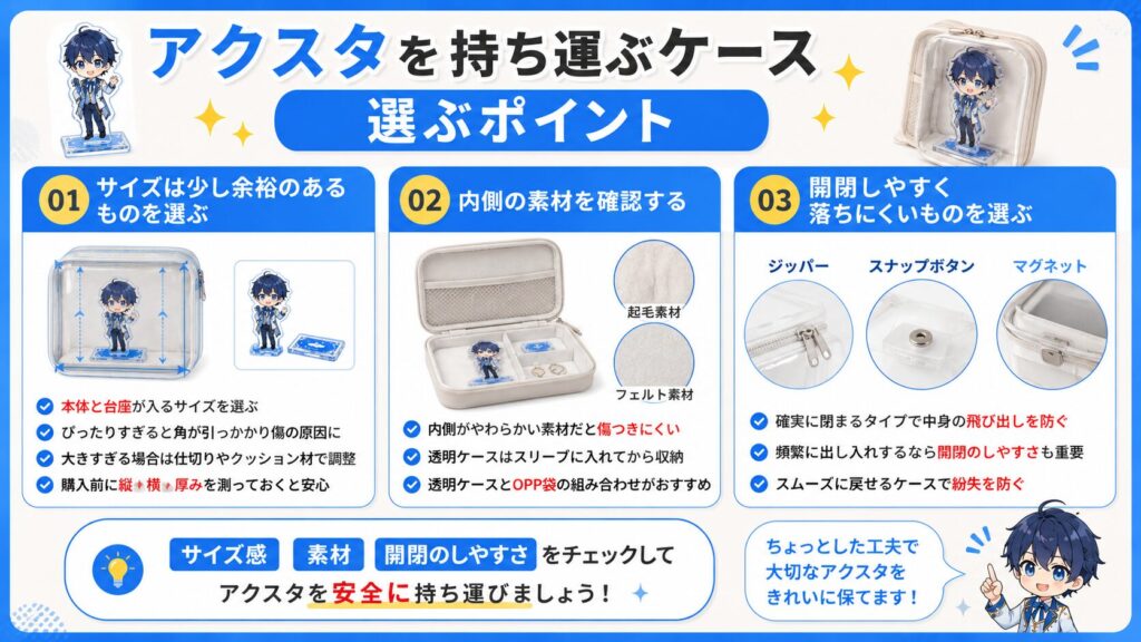 アクスタを持ち運ぶケースを選ぶポイント