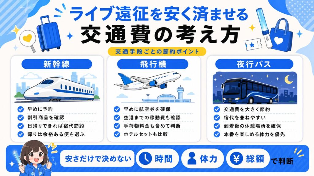 ライブ遠征を安く済ませる交通費の考え方