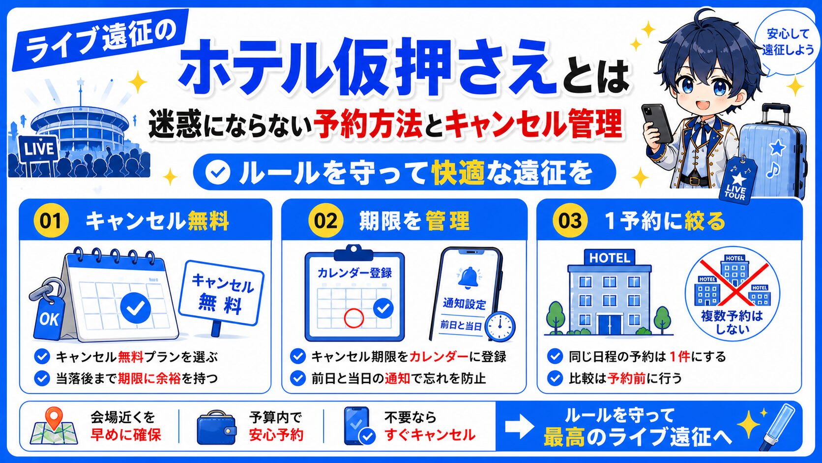 ライブ遠征のホテルの仮押さえのアイキャッチ