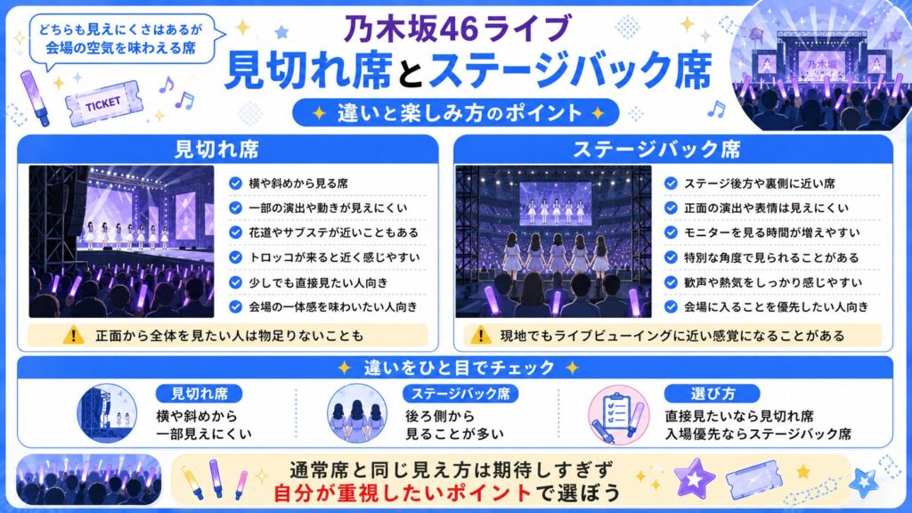 乃木坂46の見切れ席とステージバック席